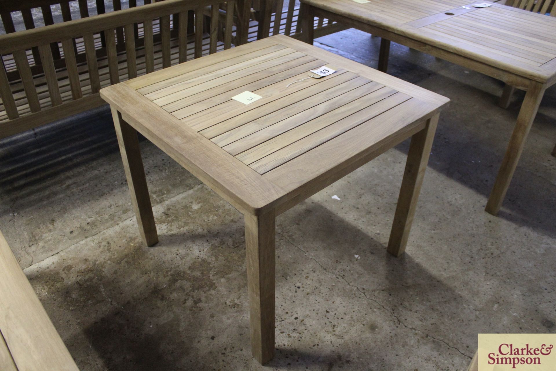Assembled Teak 90cm x 90cm table. - Image 2 of 2