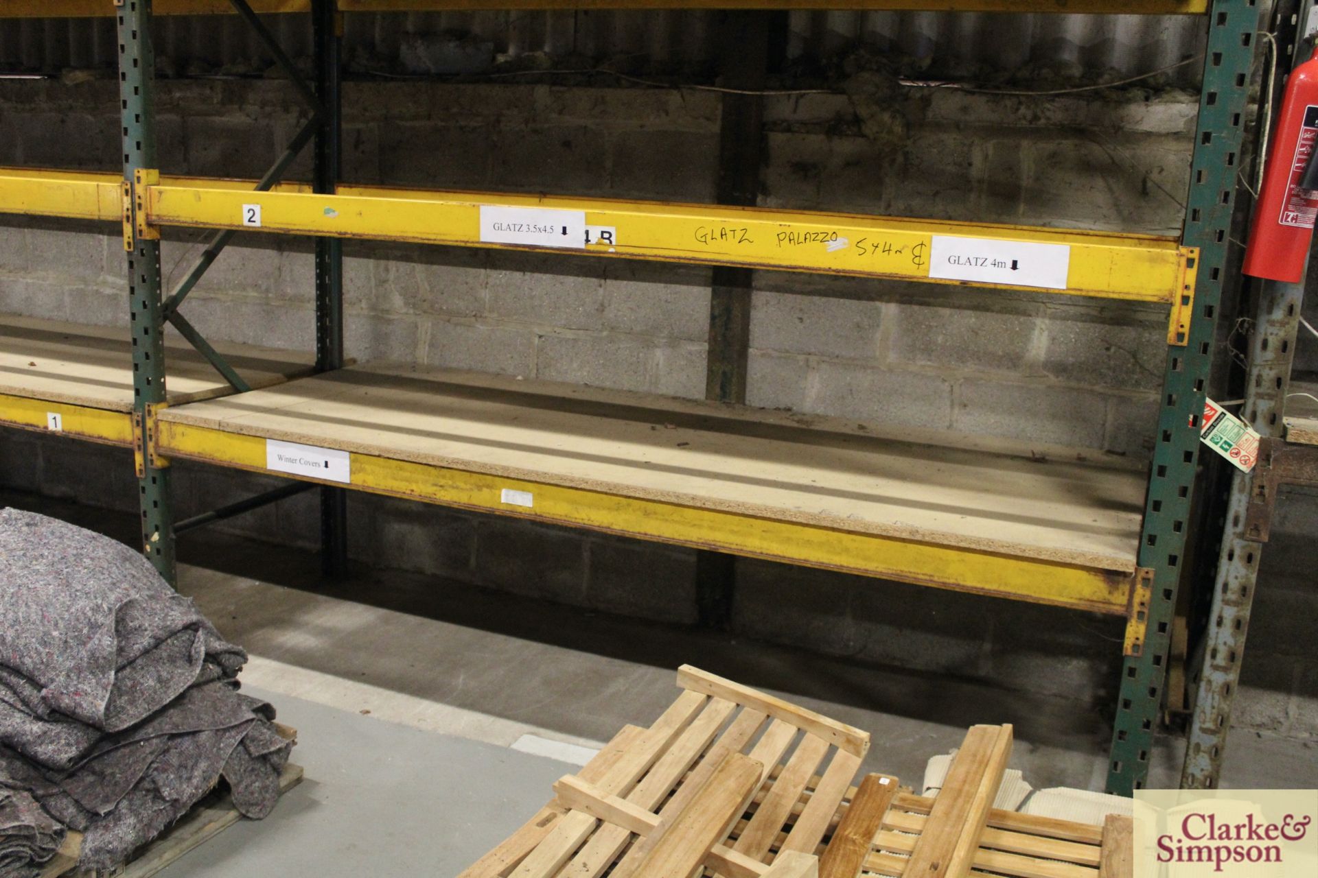 c.8.5m of pallet racking. Comprising of 4x uprights and 12x shelves (some with chipboard). To be - Image 11 of 11