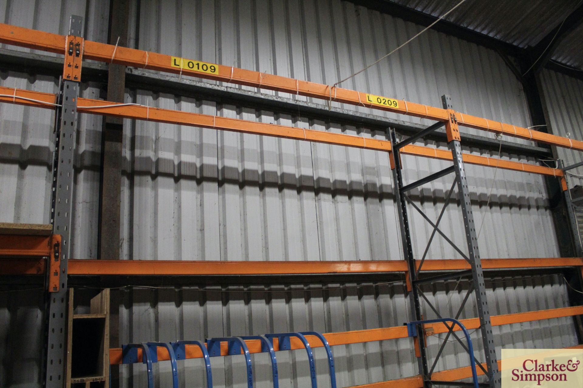 c.9.4m of pallet racking. Comprising 4x uprights and 13x shelves. To be sold in situ and removed - Image 4 of 11