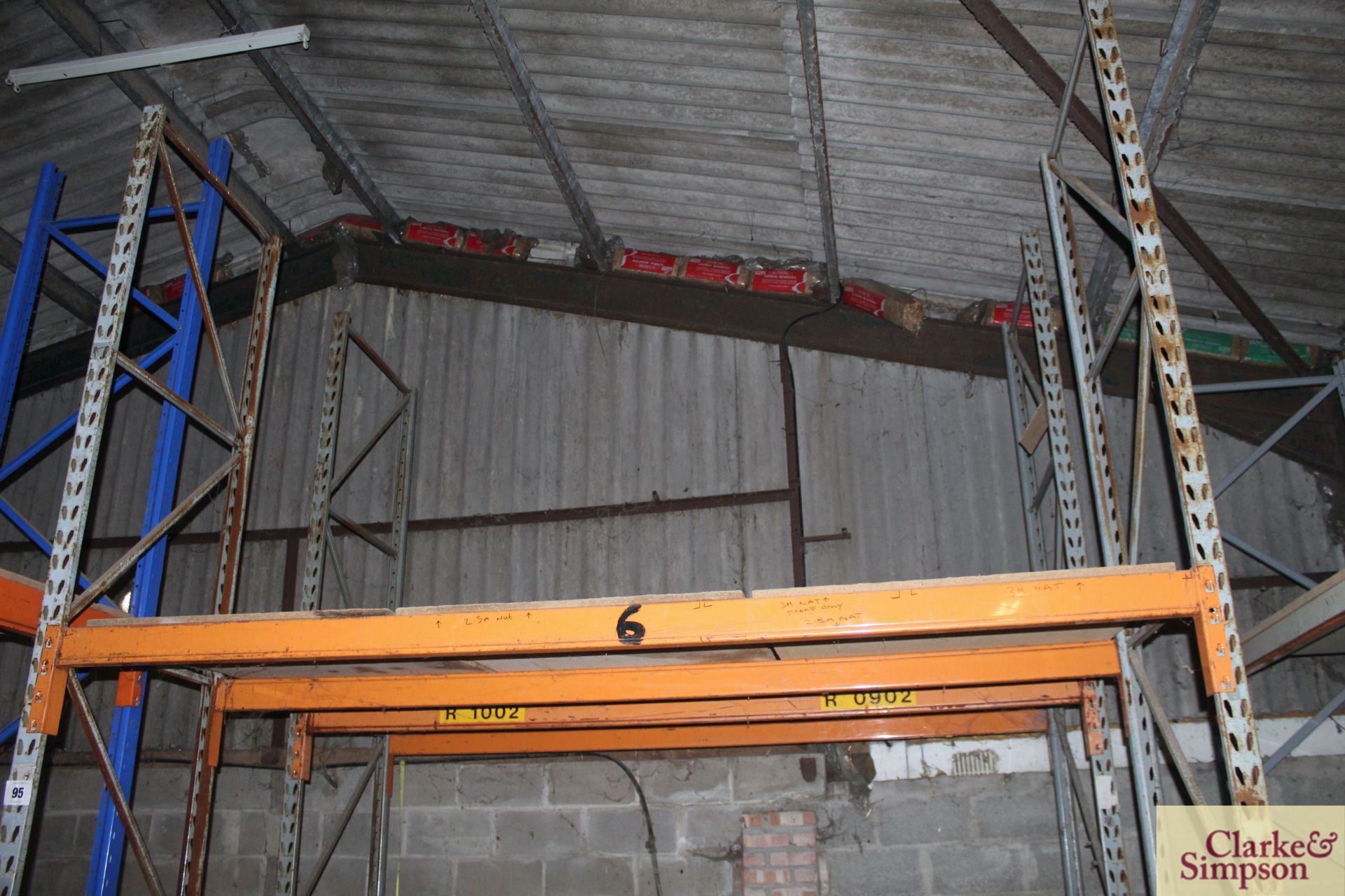 c.14m of pallet racking. Comprising 9x uprights and 11x shelves (some with chipboard). To be sold in - Image 2 of 8