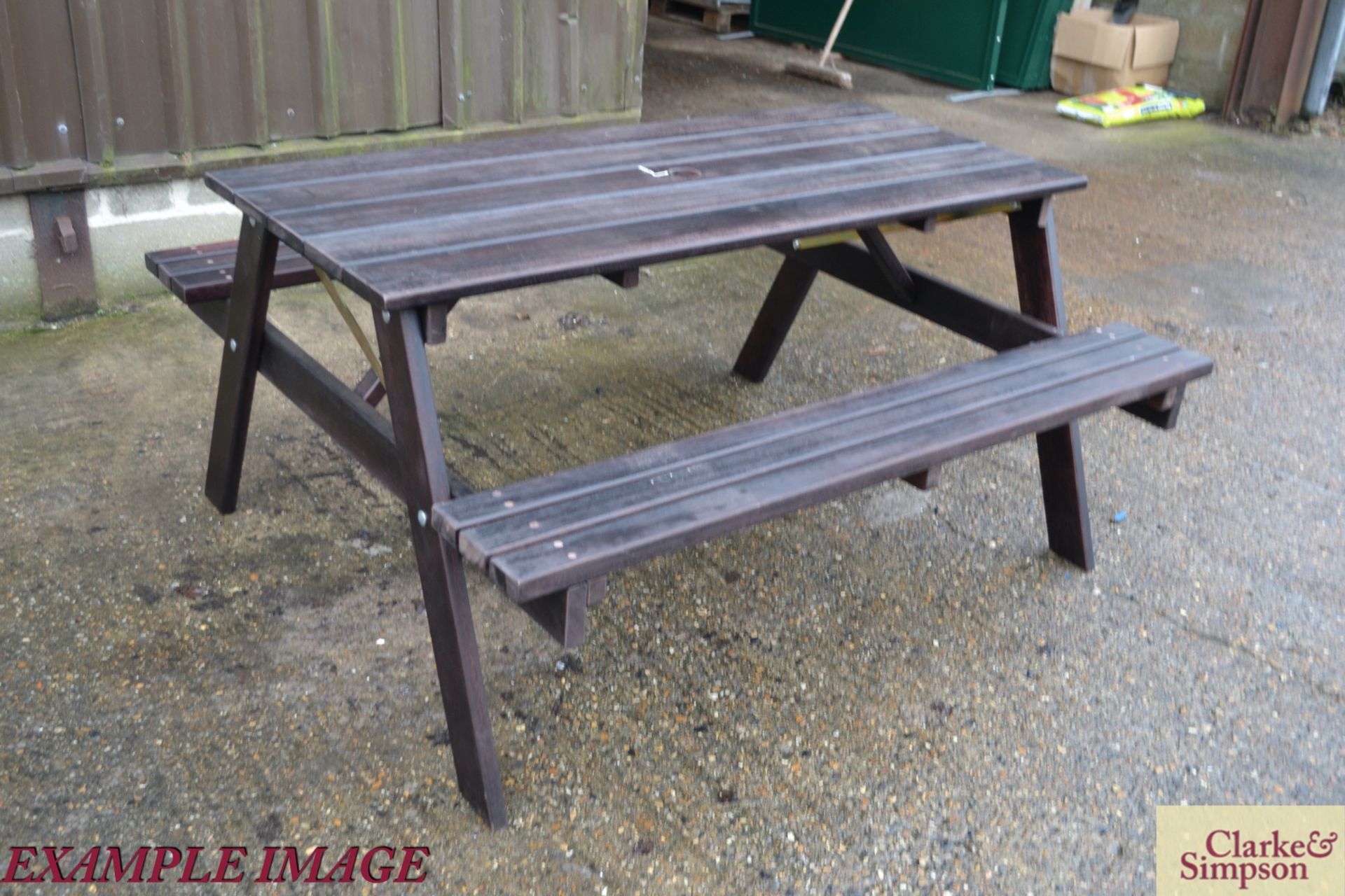 10x stained Eucalyptus 1.5m 6 seater picnic bench. - Image 4 of 6