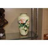 A Japanese cloisonné enamel baluster vase with rose decor