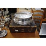 An electroplated circular wedding cake stand, comp