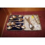 A set of six silver teaspoons; twelve silver