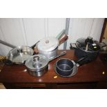 A quantity of various saucepans, cutlery etc.