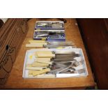 Eight Heritage Plate dessert knives and forks; and var