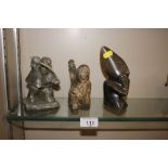 Two Canadian hardstone carvings of Eskimo's; and a