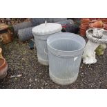 Two galvanised bins