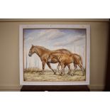 Peter Ansell, study of Suffolk punch mare and foal