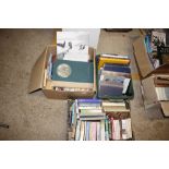 Three boxes of books to include a World Atlas "With