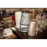 Four marbleised effect lampshades and various othe