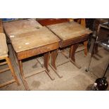 Two vintage school desks