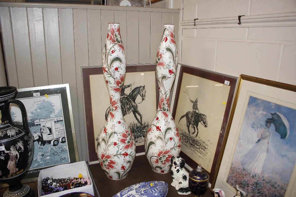 A pair of continental porcelain double gourd shape