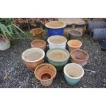 Various terracotta and other garden planters