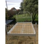 A metal double bed