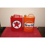Two reproduction metal petrol cans