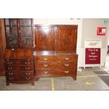 A 19th Century mahogany cabinet on chest fitted tw