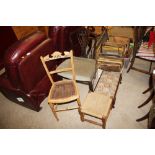 An Edwardian bedroom chair; a footstool on cabriol