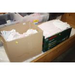 Two boxes of various linen