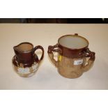 A Doulton Harvest ware tyg; and a Doulton Lambeth