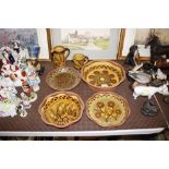 Various Studio pottery dishes and jugs with slipwa