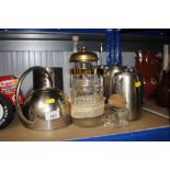 A cafetiere and quantity of stainless steel tea an