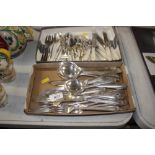 A collection of various plated cutlery to include