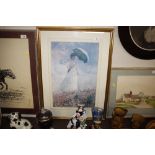 After Claude Monet, coloured print of a lady with