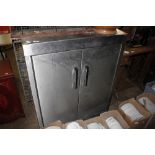A stainless steel kitchen cabinet