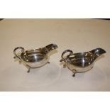 A pair of modern silver sauce boats, London 1972,