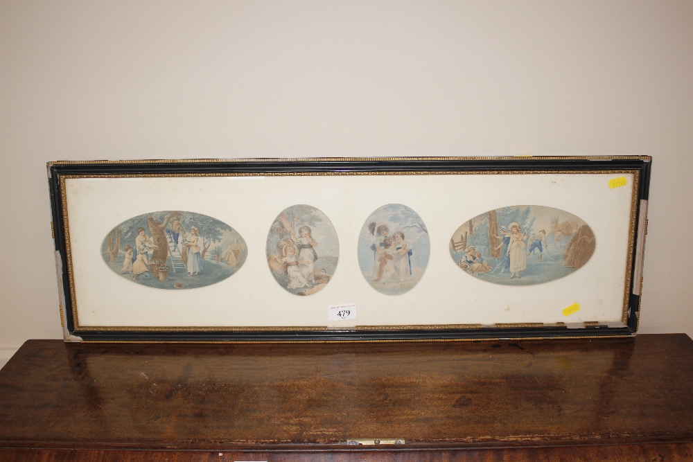 Four oval prints after George Morland, mounted and