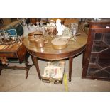 A mahogany D end hall table