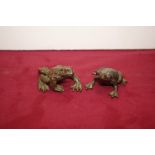 Two bronze model frogs