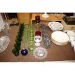A quantity of various coloured table glassware