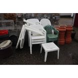 A quantity of plastic garden furniture