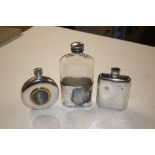 Three various plated hip flasks