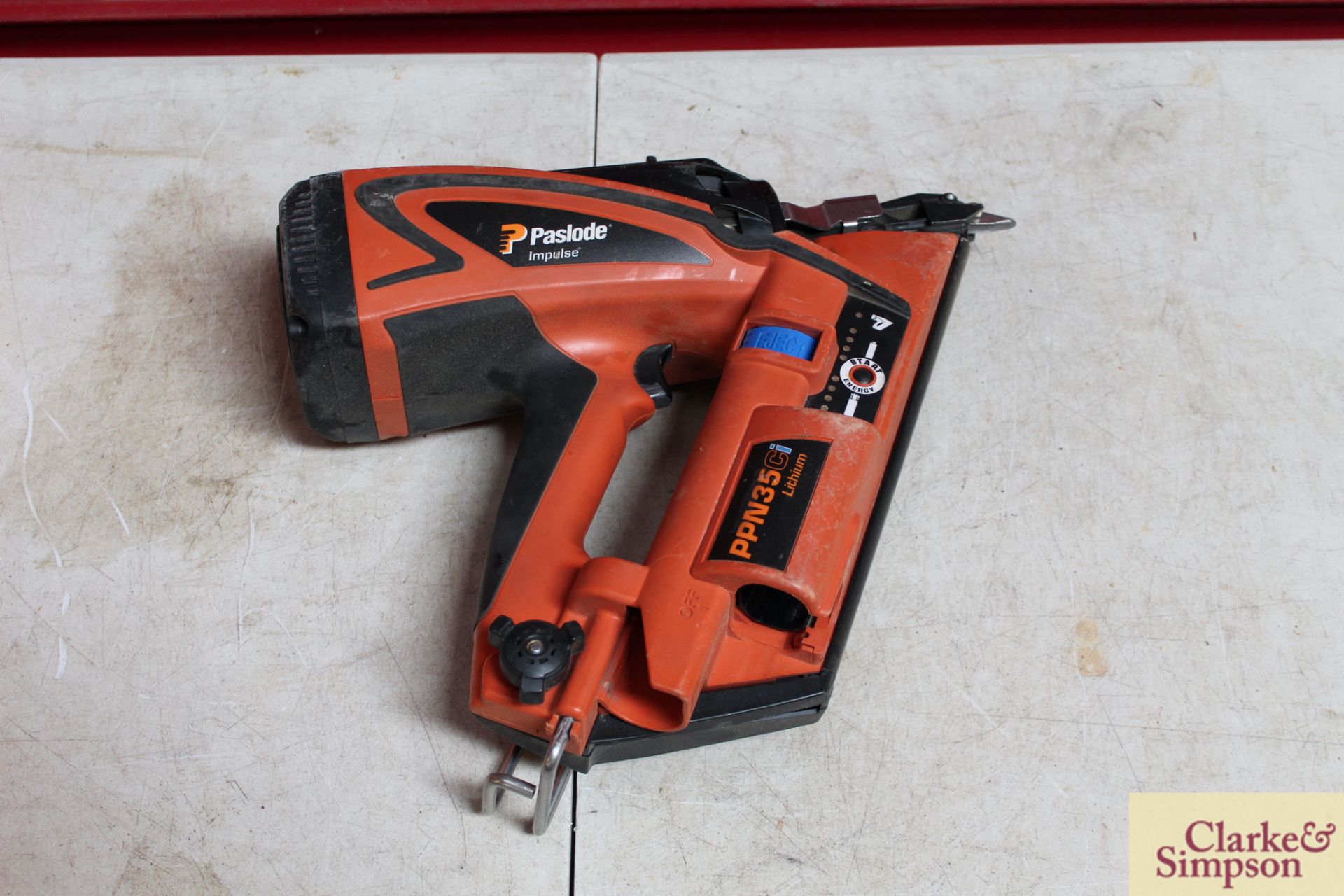 Paslode Impulse PPN35Ci Lithium nail gun with battery and charger in case. - Image 4 of 5