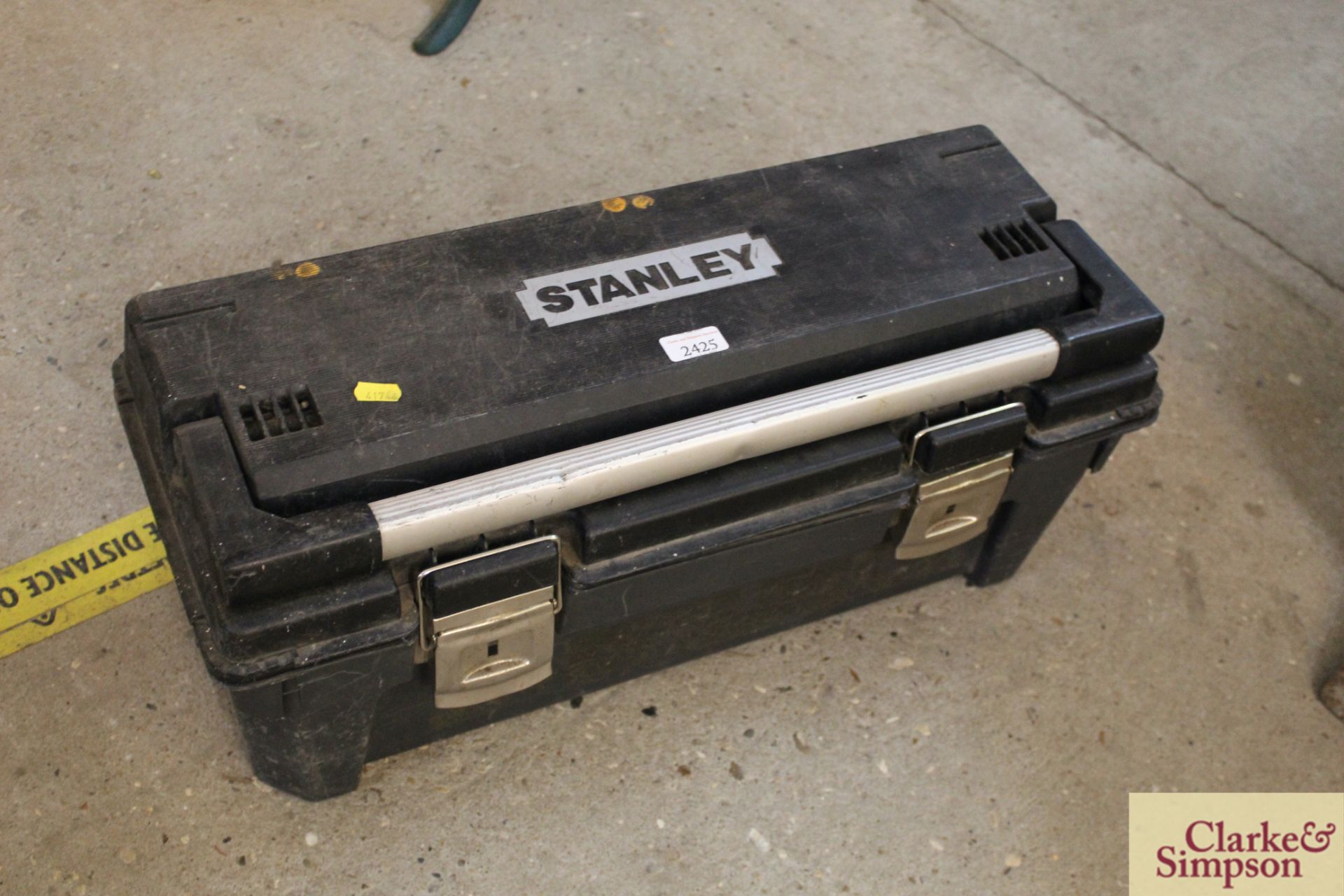Stanley tool box with contents of tools.