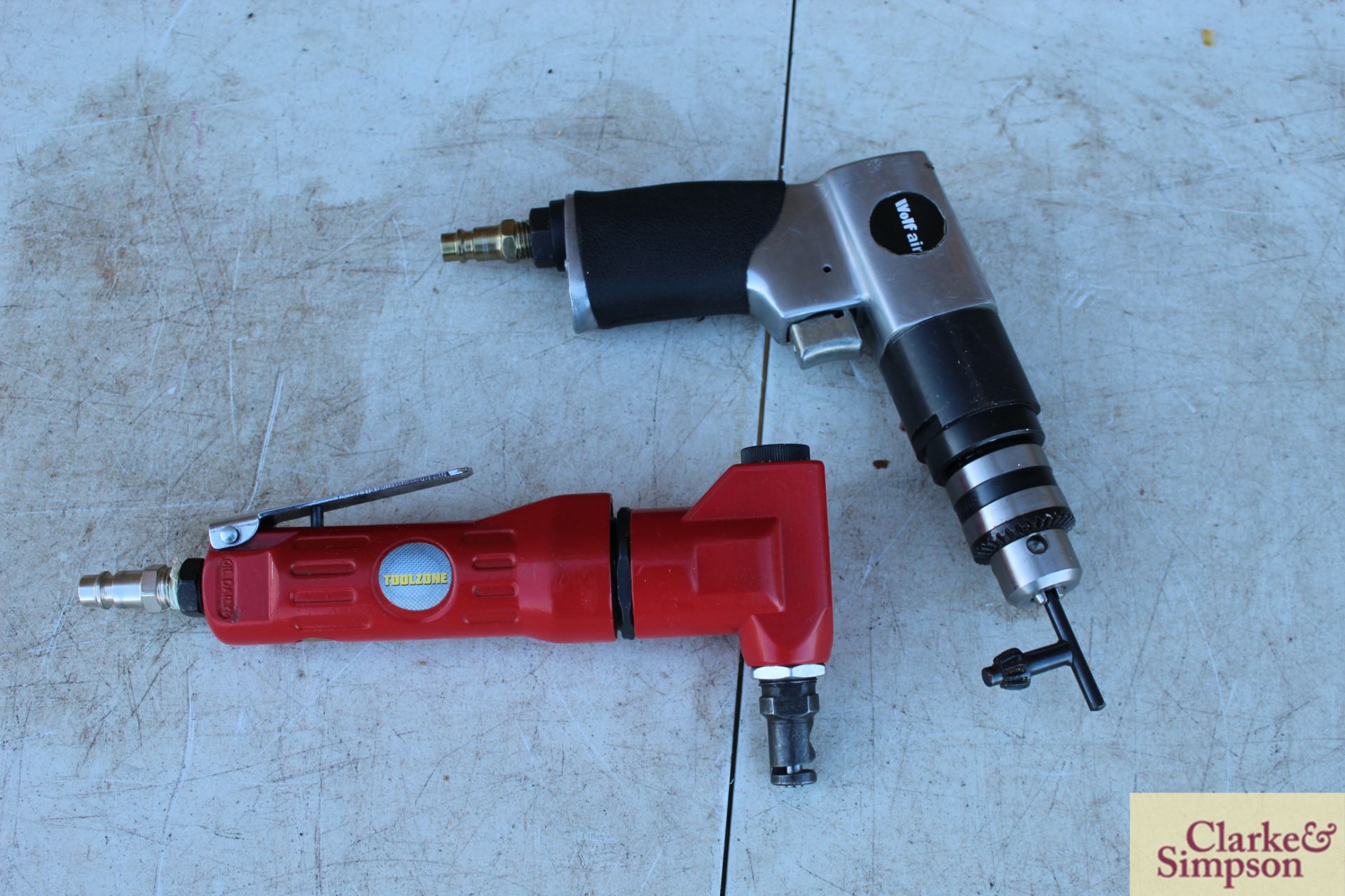 Wolf air drill and Toolzone air nibbler. - Image 2 of 2