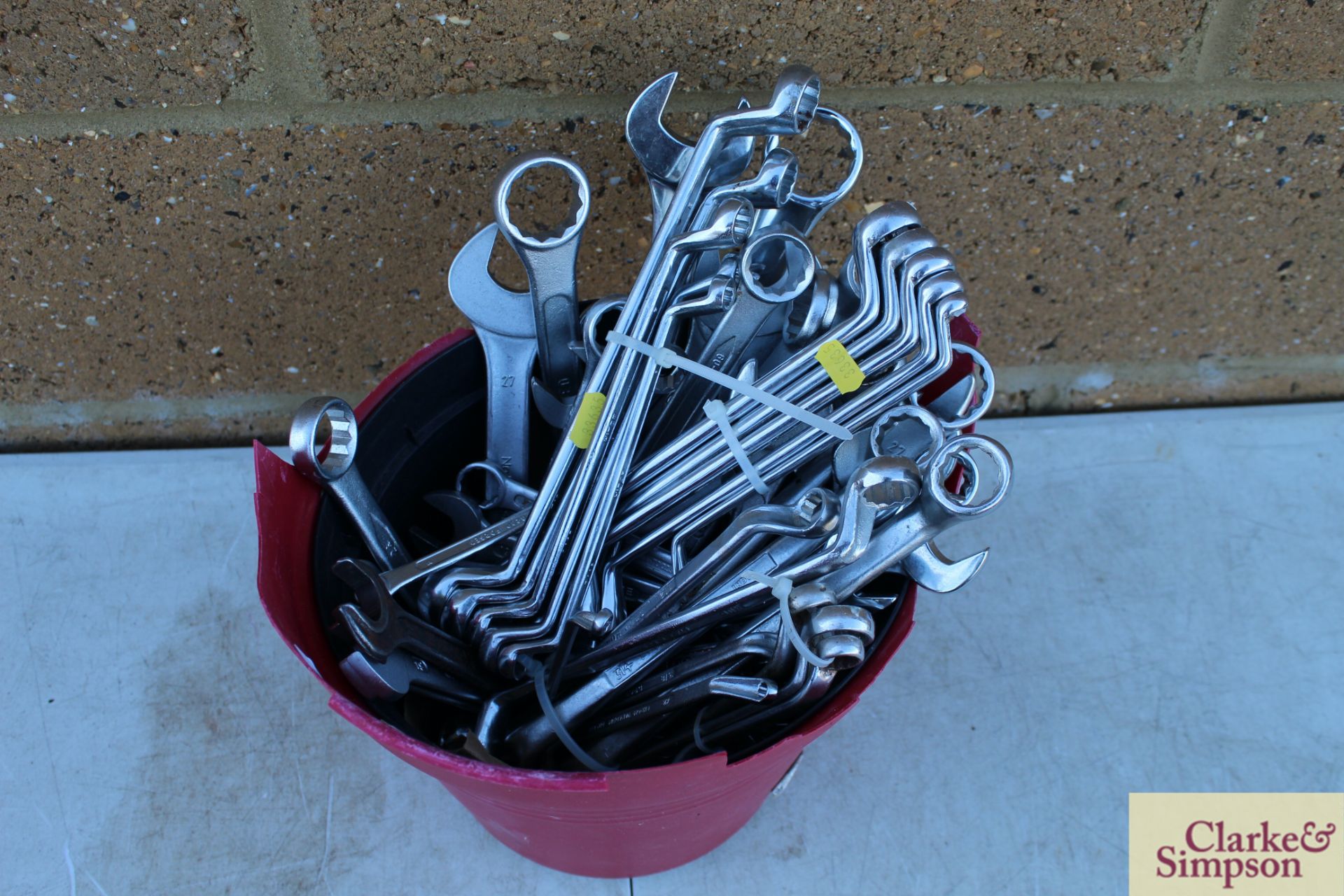 Bucket containing a large quantity of ring spanners. - Image 2 of 2