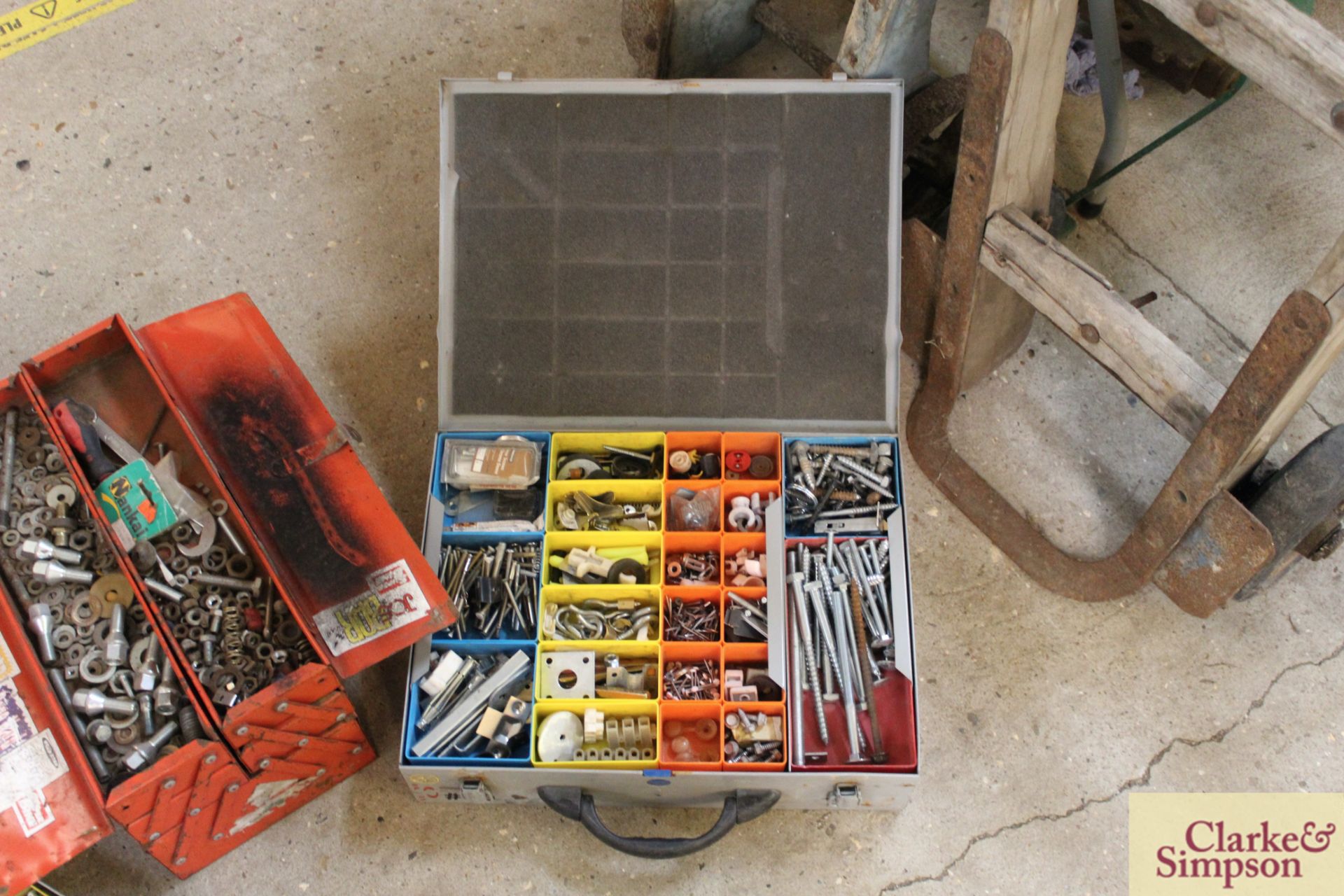 2x cases of various screws etc and cantilever toolbox of various bolts. - Image 4 of 6