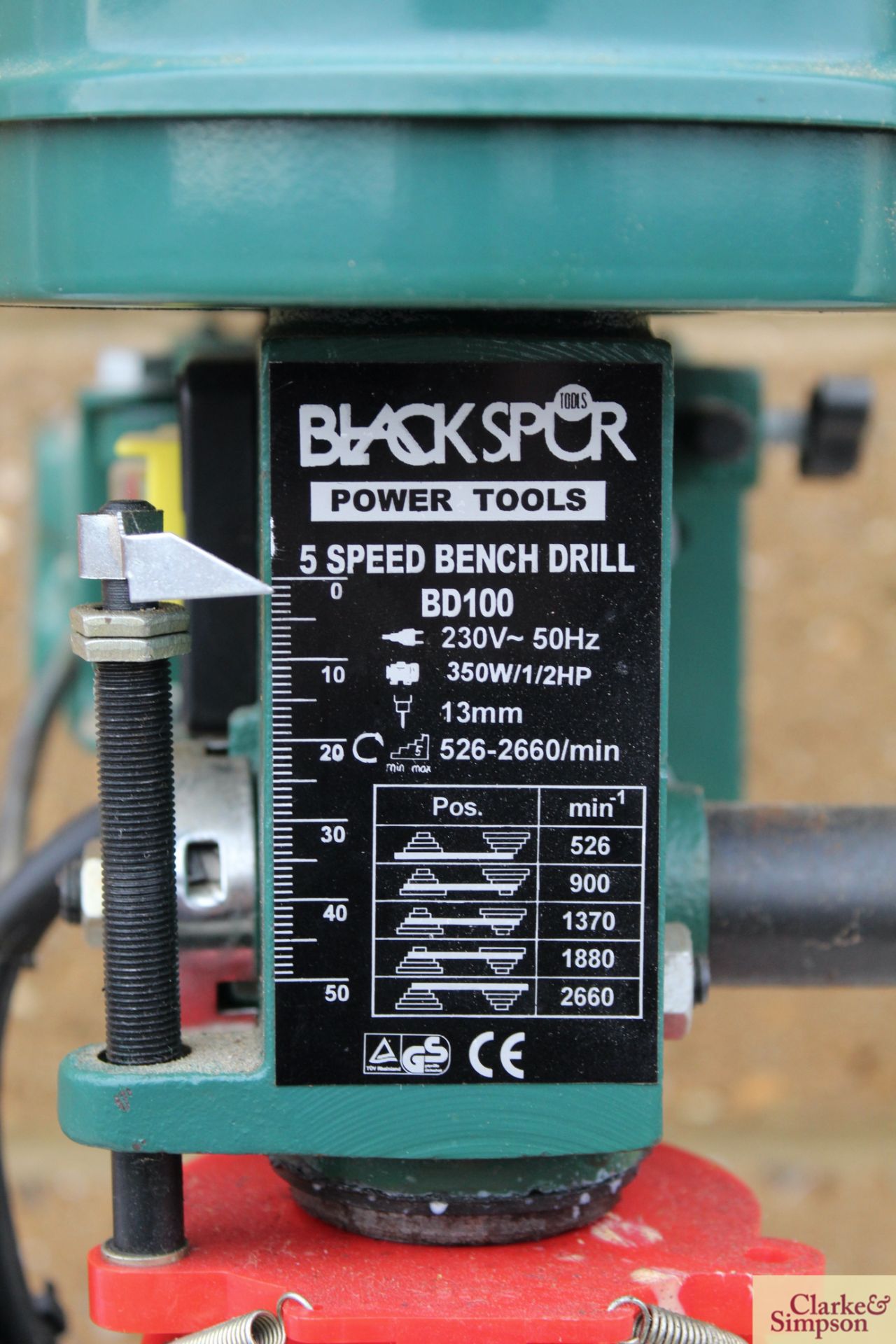 Blackspur BD100 5 speed bench pillar drill. - Image 7 of 8