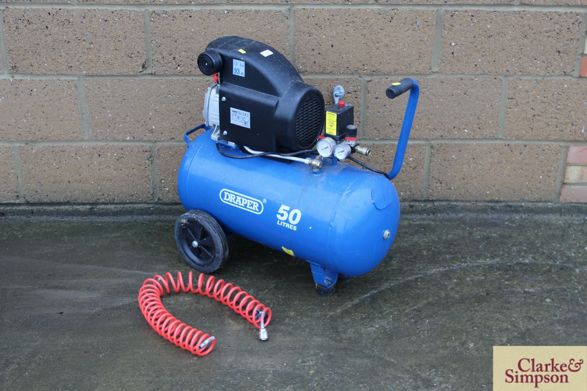 Draper 50L 240V compressor with hose.