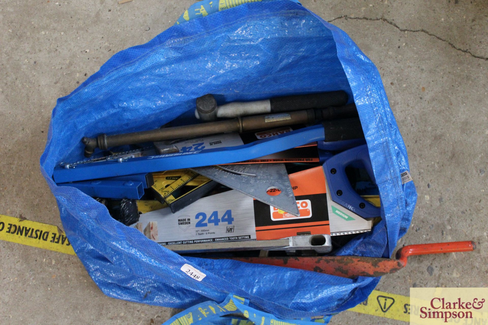Tool bag containing various saws, squares etc. - Image 2 of 3