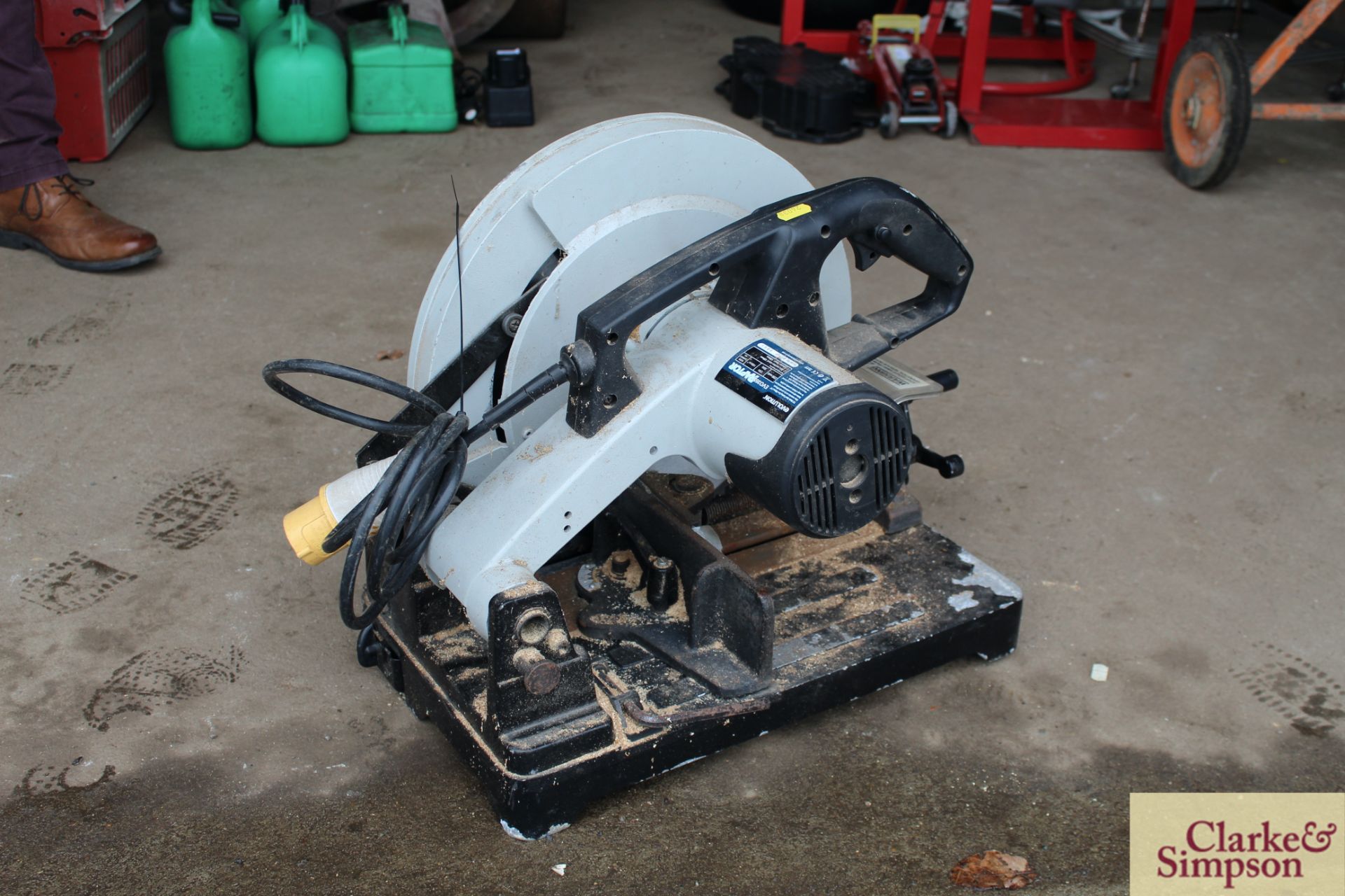 Evolution EVO 0355 Raptor 110V chop saw with wood disc. - Image 2 of 3