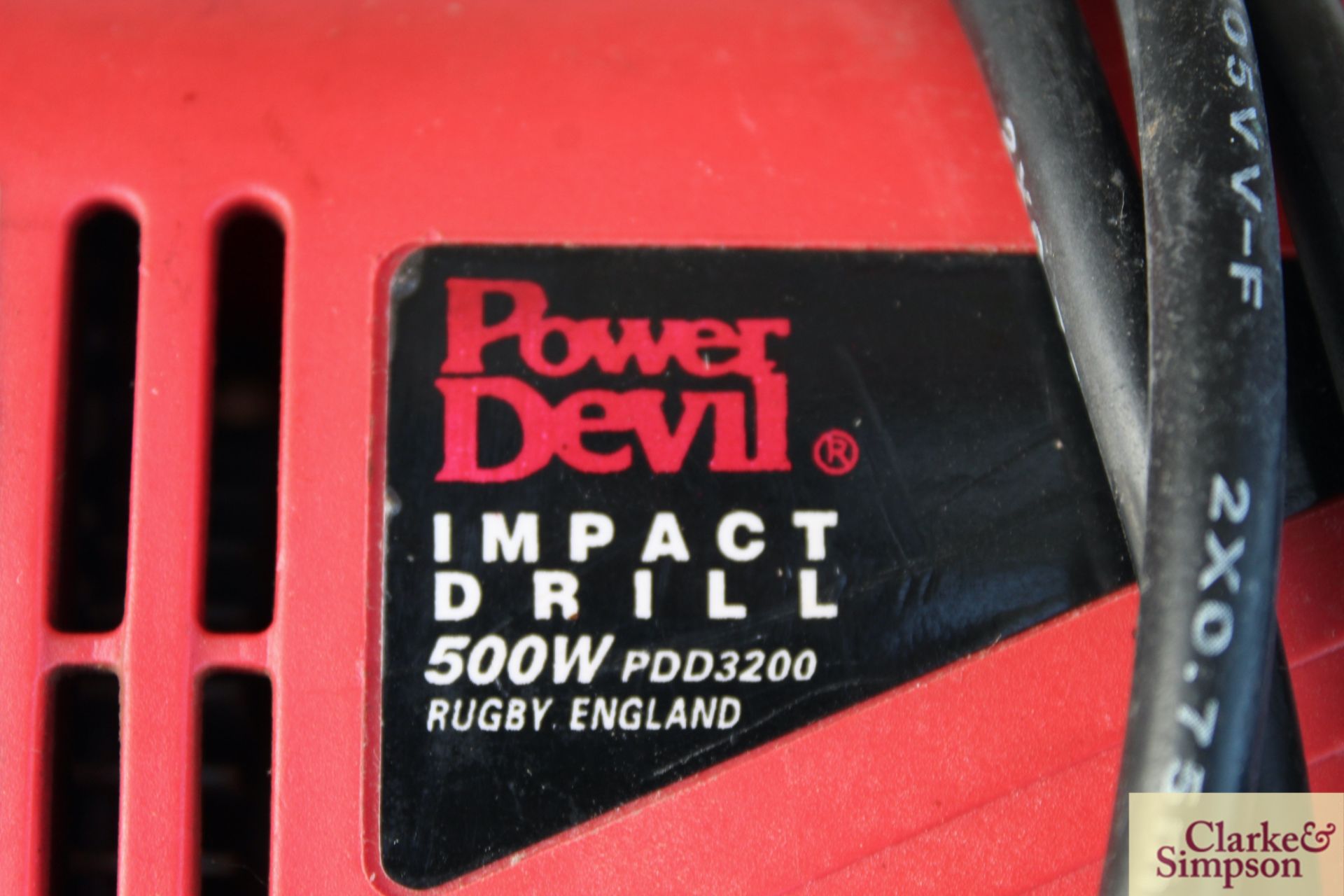 Power Devil PDD3200 240V drill; and Sears/Craftsman 3/8" 110V hammer drill. - Image 4 of 4