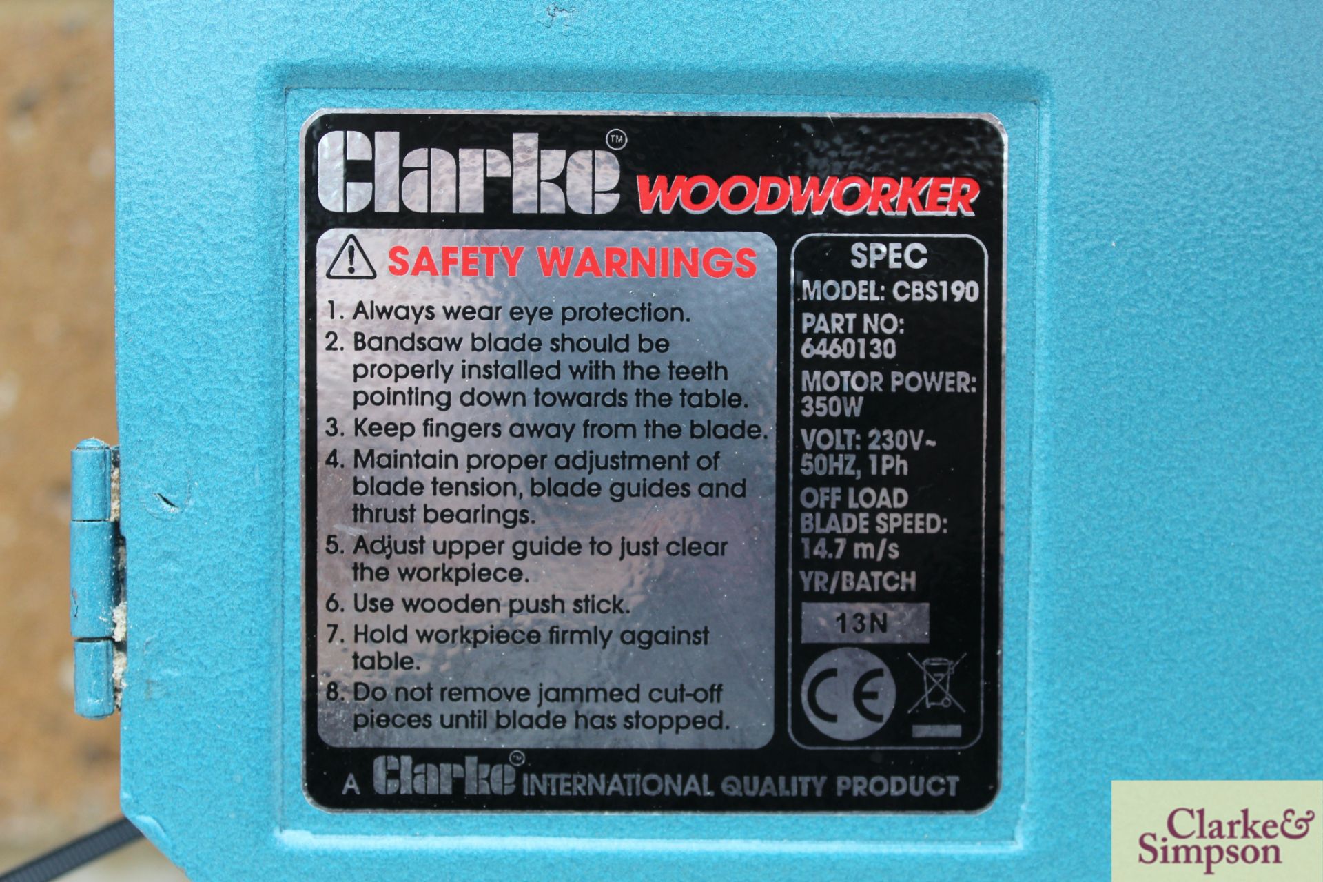 Clarke Woodworker 190mm band saw. - Image 5 of 5