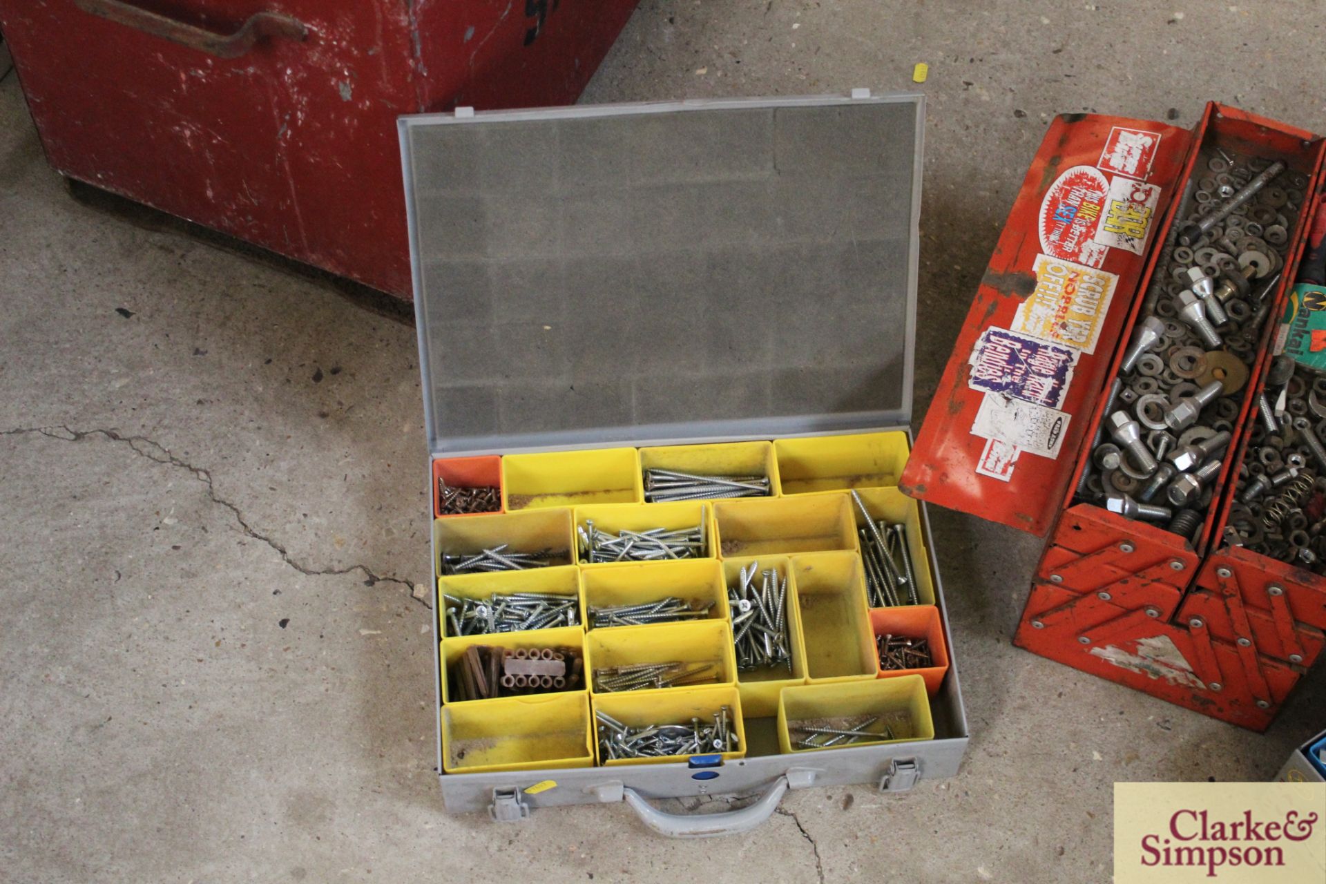 2x cases of various screws etc and cantilever toolbox of various bolts. - Image 2 of 6