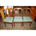 Three Victorian mahogany dining chairs