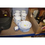 A quantity of Royal Dalton "Expressions" tea ware and a blue and white cream jug